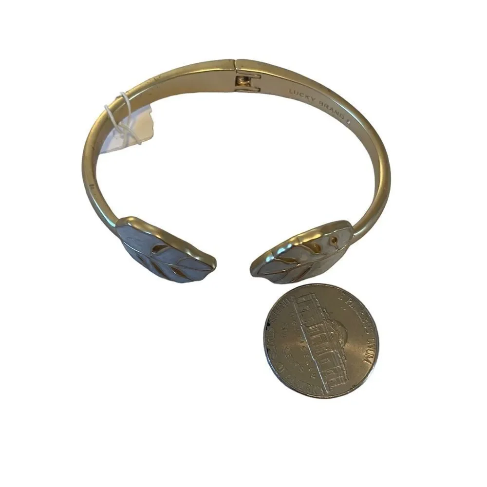 Enamel Monstera Leaf Hinge Cuff Bracelet.